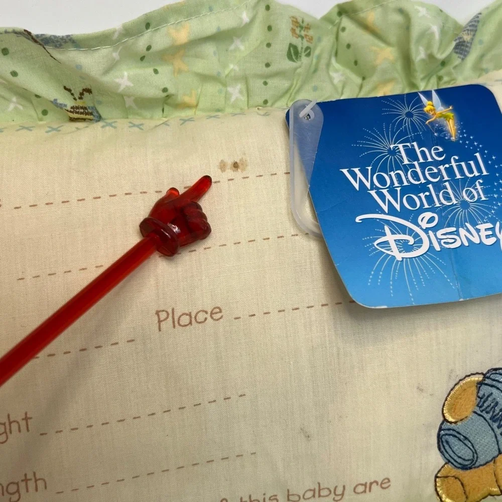 New 2008 Embordered Winne The POOH Keepsake Birth Announcement Pillow Disney